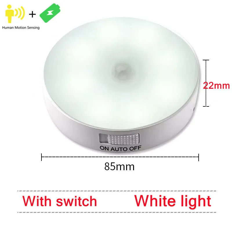 PIR Motion Sensor USB Rechargeable LED Night Light – Portable 2-in-1