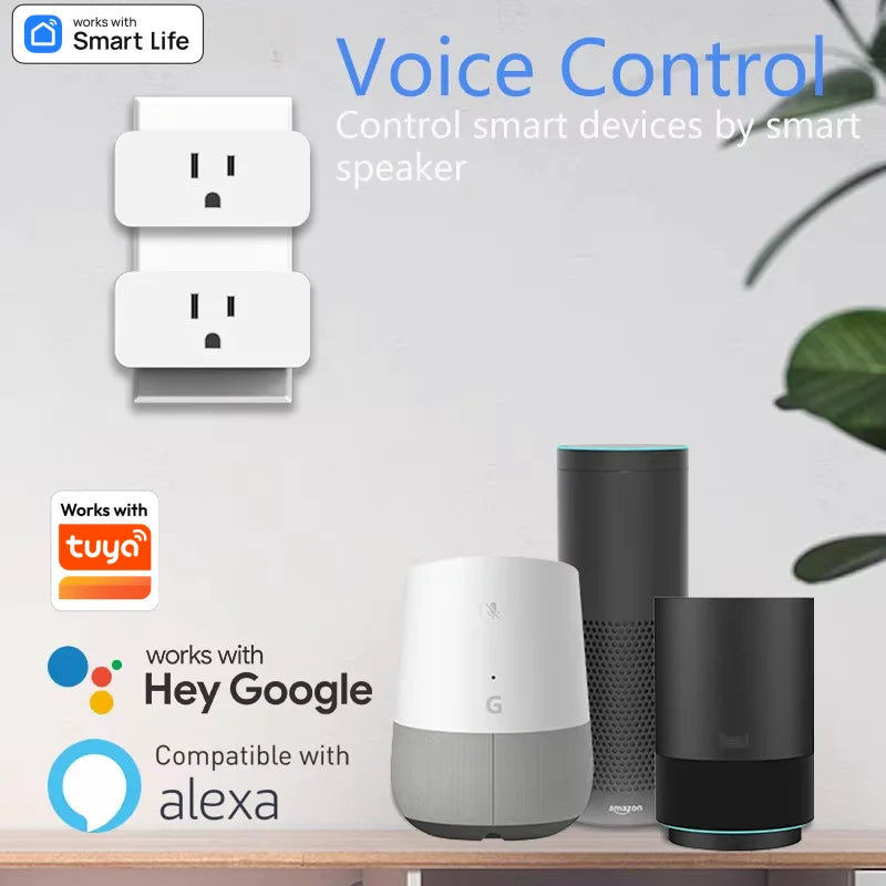 2-Tuya Mini WiFi Smart Plug 10A US Smart Home Timing Socket Smart Life APP Control Voice Control Works With Alexa Google Home