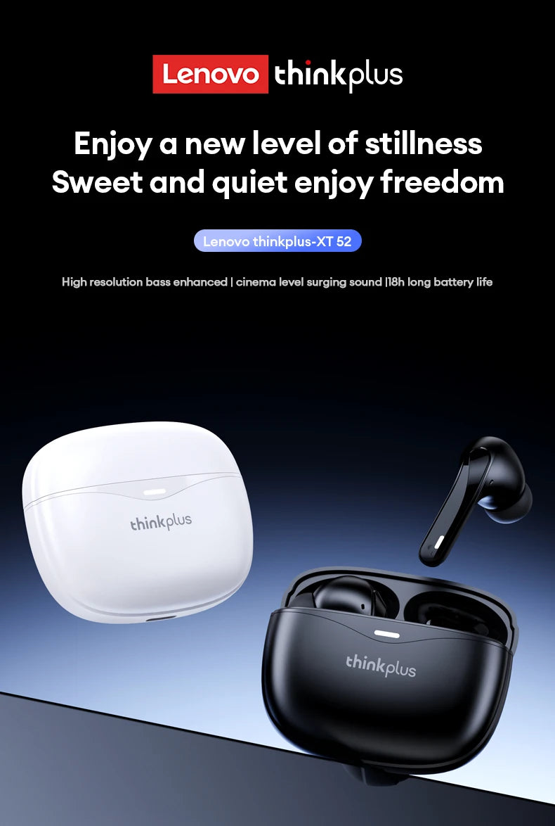Original Lenovo XT52 Wireless Earphones TWS 5.4 Bluetooth Headphone HIFI Stereo Call Music Noise Reduction Earbuds Sport Headset