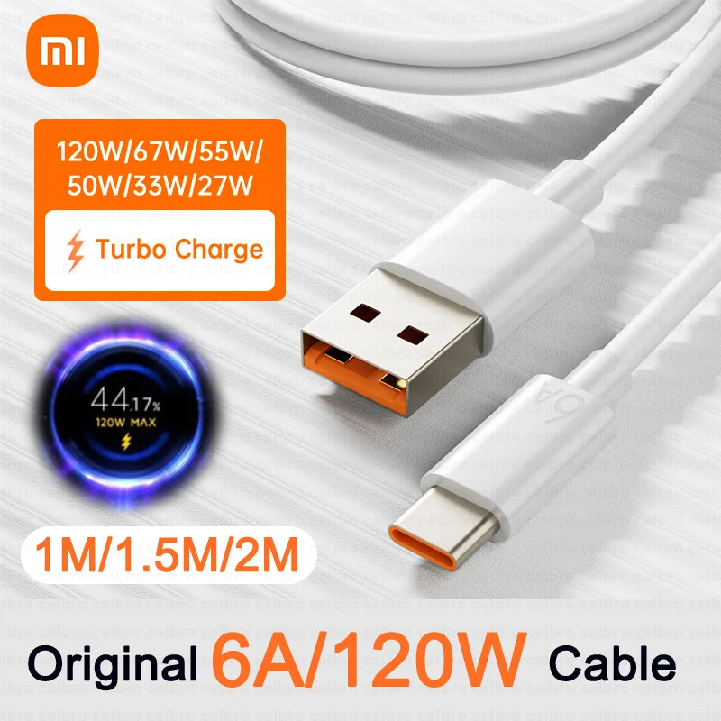 Xiaomi Original 6A Usb Type C Cable Charger 120w Turbo Tipo Fast Charging usbc For Mi 13 12 11 9 Poco Redmi Note 10 Pro K30S Cab