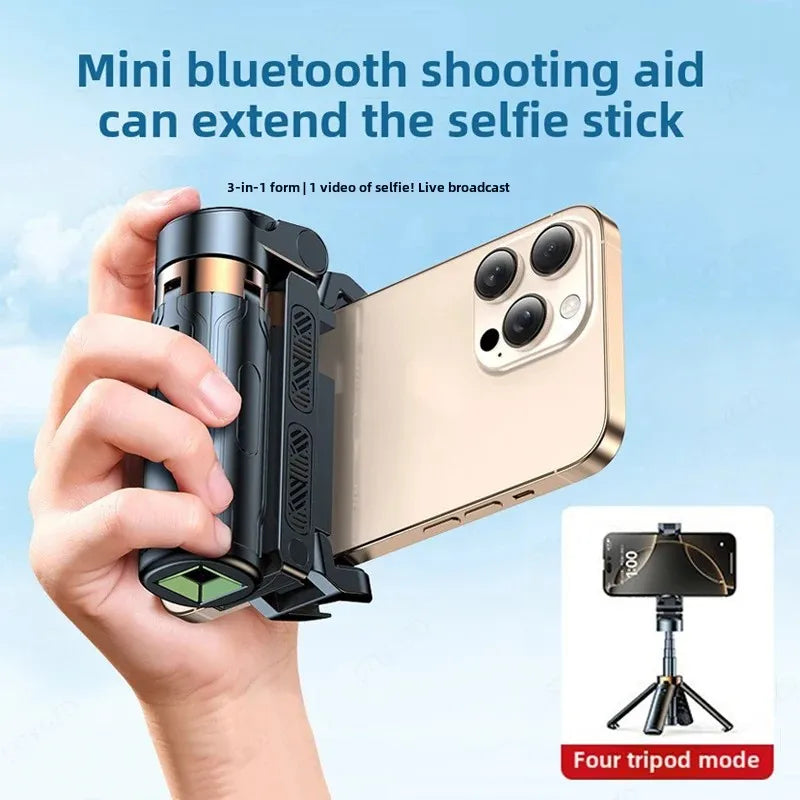 4-Super Mini Selfie Stick Portable Phone Holder Shooting Aid Versatile Integrated Design Bluetooth Remote For Live Broadcas