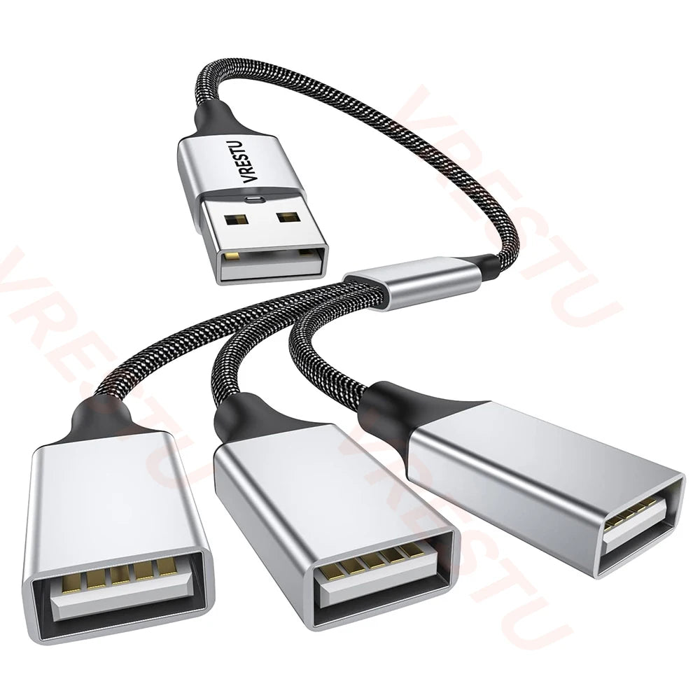 USB Splitter Adapter Cable 1 in 2 Out 3 4 Port OTG Convertor USBA Extension Power Data for Laptop Keyboard Game Controller Mouse