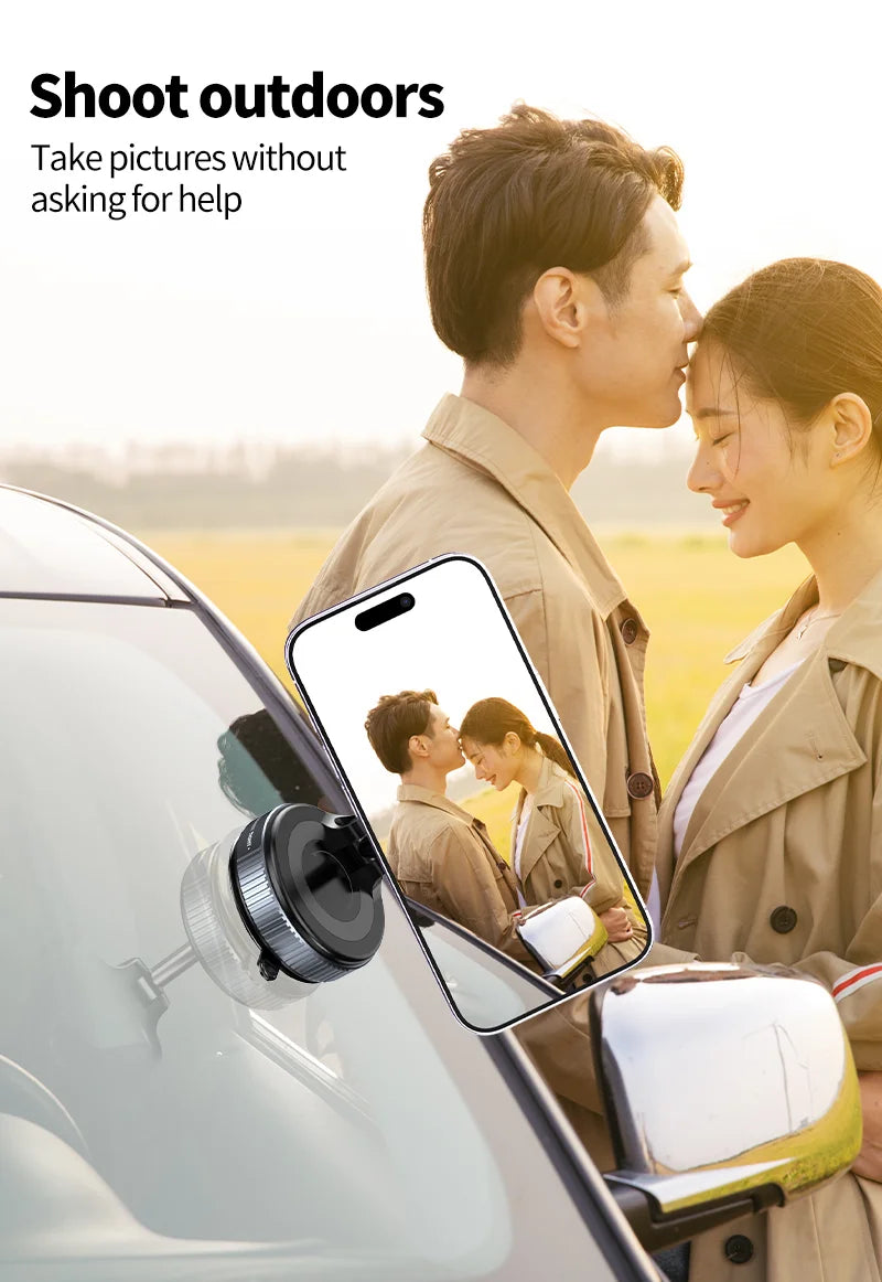 Car Mount Electric Vacuum Magnetic Holder Foldable Strong Suction Stand For Cell Phone For iphone 12 13 14 15 16 Live Streaming