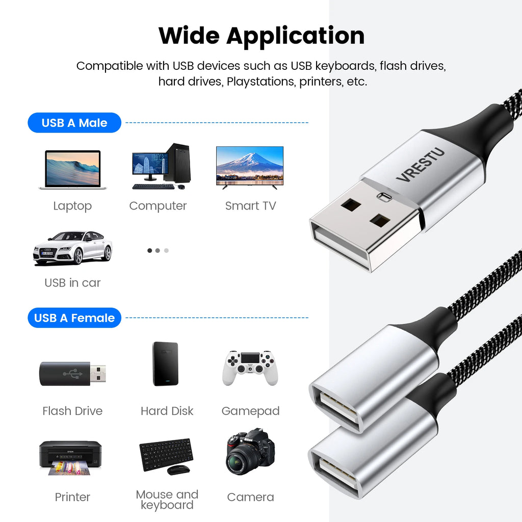 4-USB to 3 USB 2.0 HUB Dual 4Port Multi Splitter Adapter OTG for PC Laptop Surface Computer Accessories USB A Extension Power Data