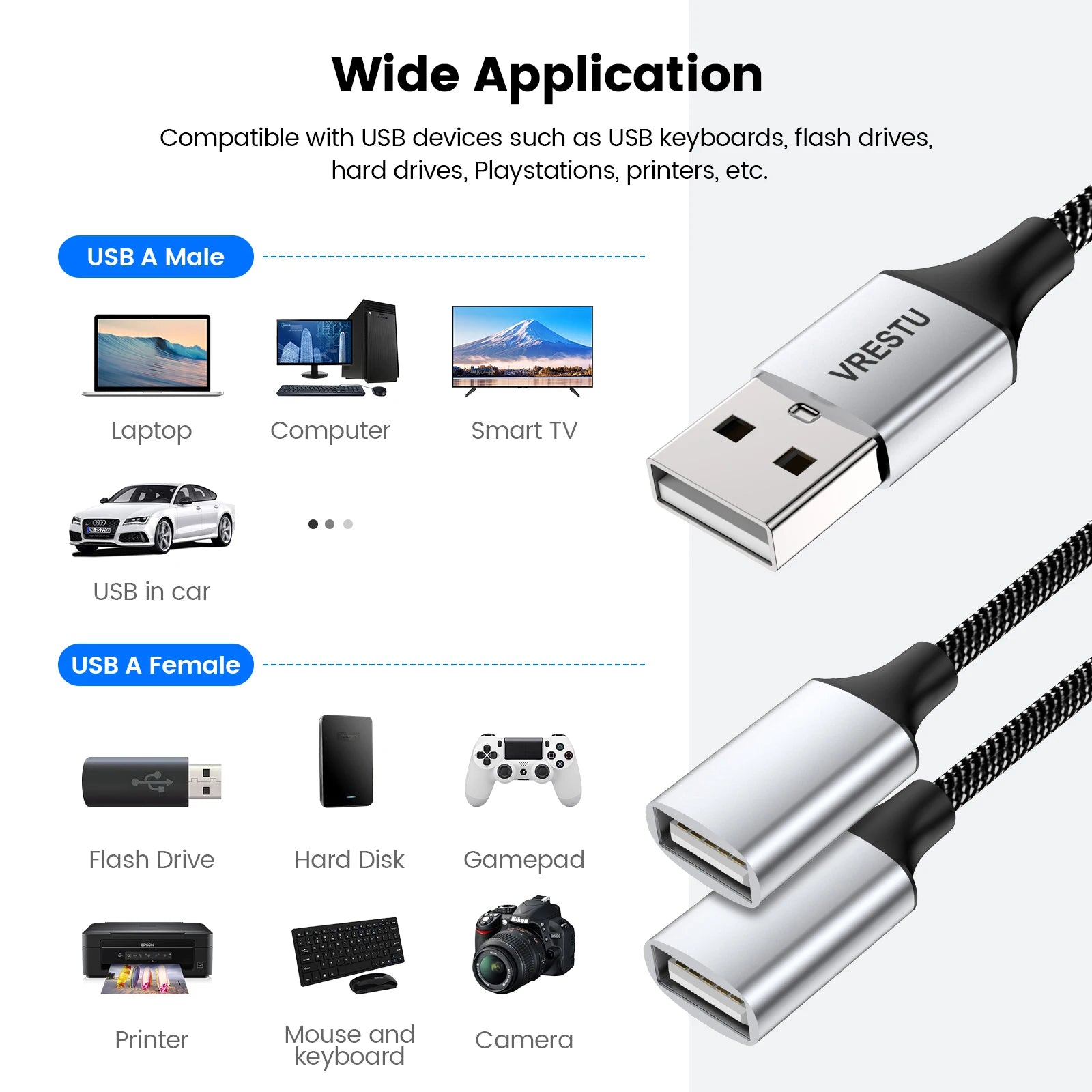 4-USB to 3 USB 2.0 HUB Dual 4Port Multi Splitter Adapter OTG for PC Laptop Surface Computer Accessories USB A Extension Power Data