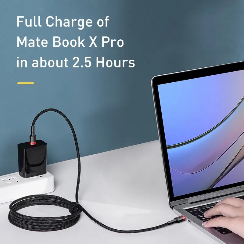 4-Baseus USB-C to USB-C 100W Fast Charging Cable – 5A PD Quick Charge for MacBook, Apple , Samsung