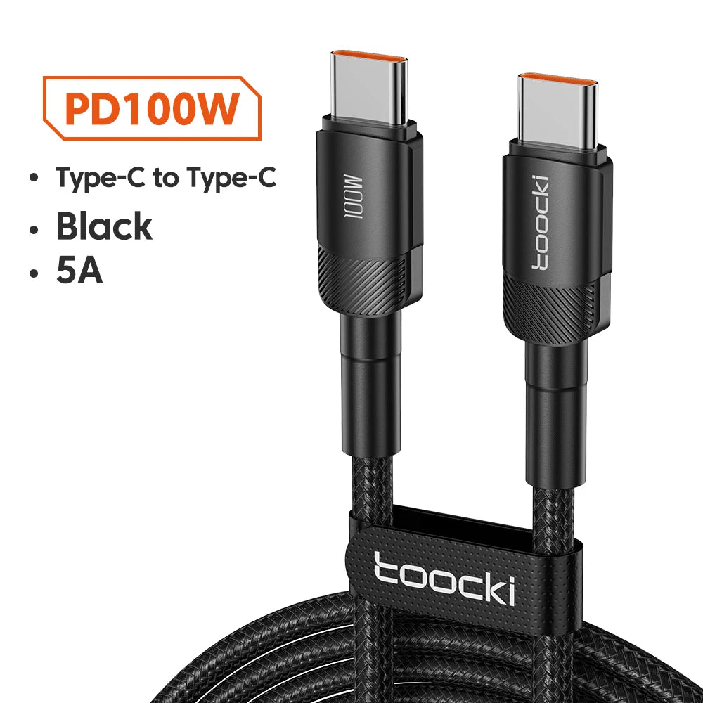 4-Toocki USB-C to USB-C 100W Fast Charging & Data Cable – PD 3.0 / QC 4.0 | Braided Type-C Cable