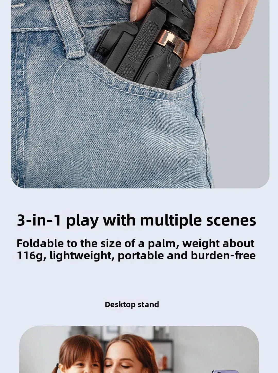 4-Super Mini Selfie Stick Portable Phone Holder Shooting Aid Versatile Integrated Design Bluetooth Remote For Live Broadcas