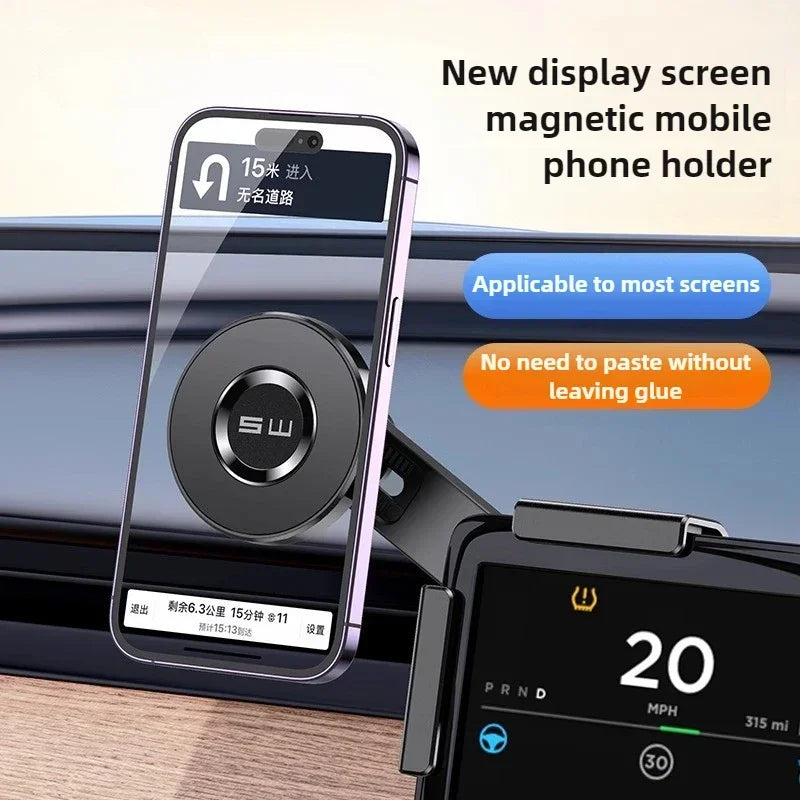 Magnetic Car Phone Holder for Tesla Model 3/Y/X/S Car Display Screen Side 360 Degree Rotation Car Mount for IPhone 12 13 14 15