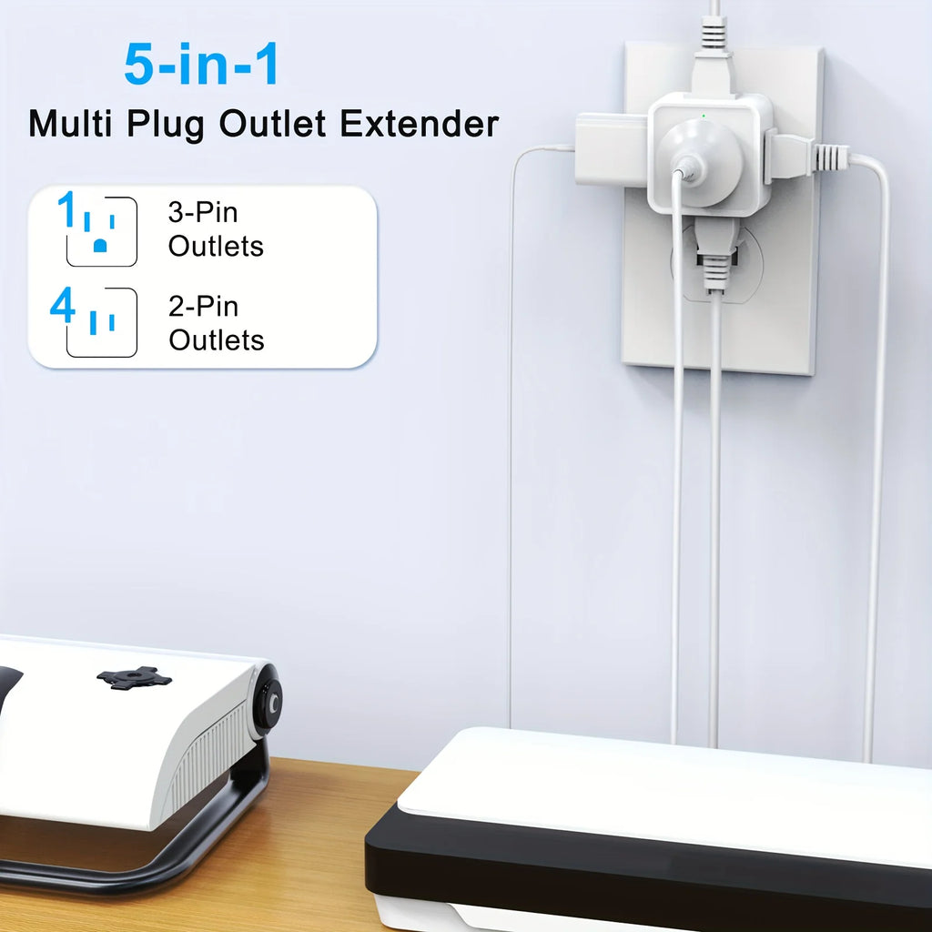 1-JcBlaon 5‑Outlet Wall Adapter with USB Ports | Compact Surge Protector