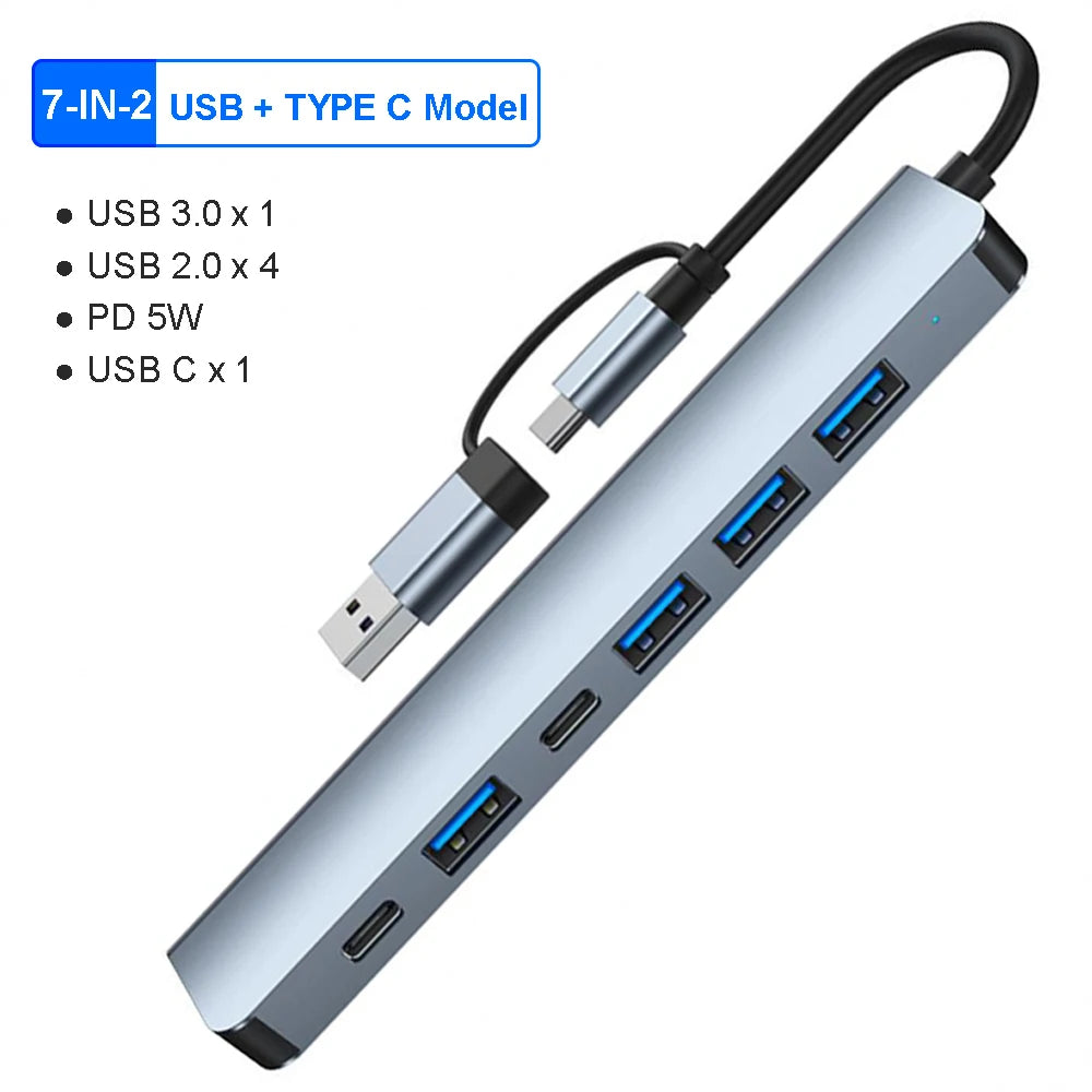 4-8-IN-2 USB HUB 3.0 USB C HUB Dock Station 5Gbps High Speed Transmission USB Splitter Type C to USB OTG Adapter For Macbook Pro