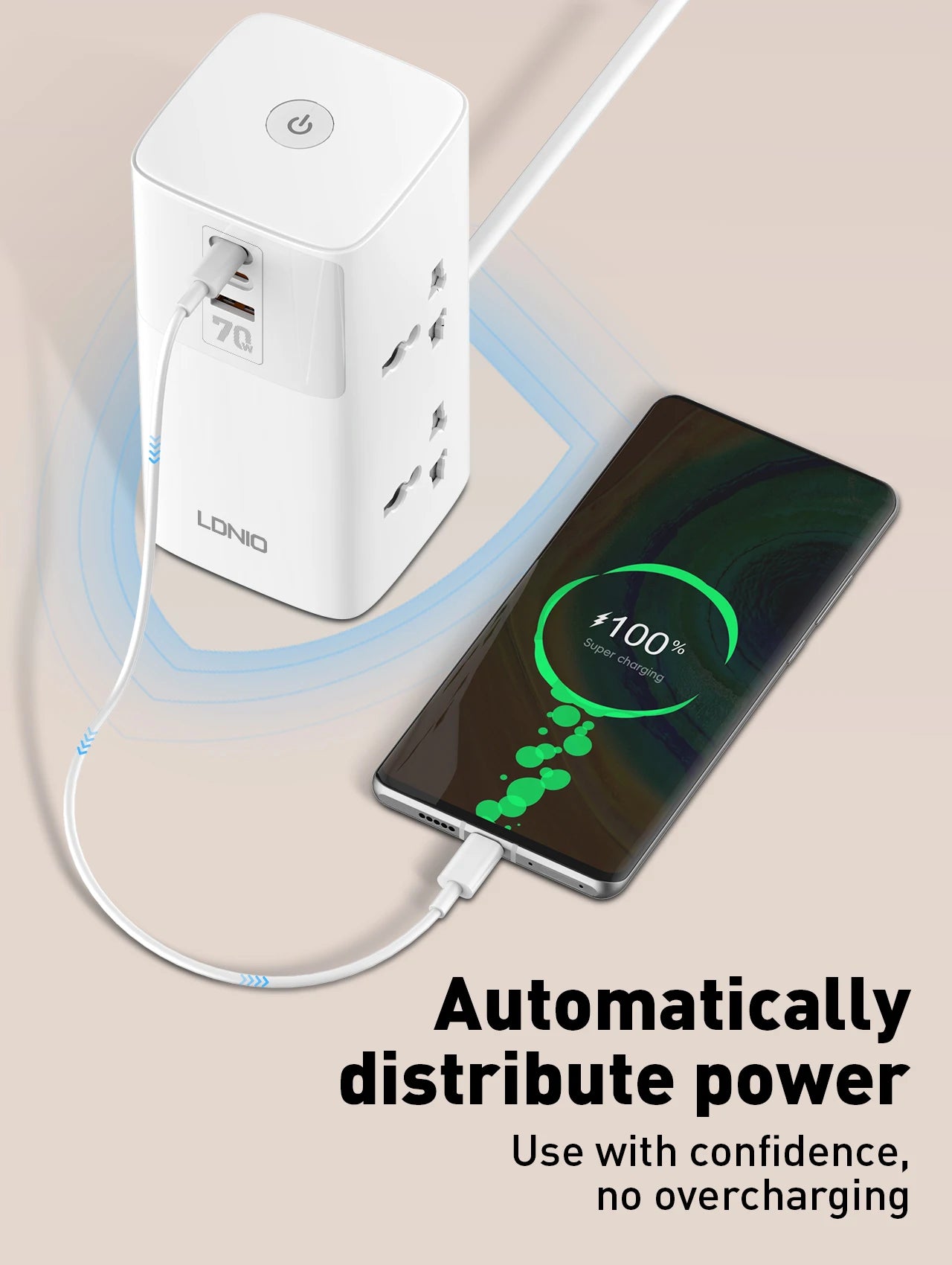 1-Tower 4 Way Outlets Socket 70W USB Multi Power Strip Vertical 2m Extension Power Cord UK EU US AU Plug with Overload Protector