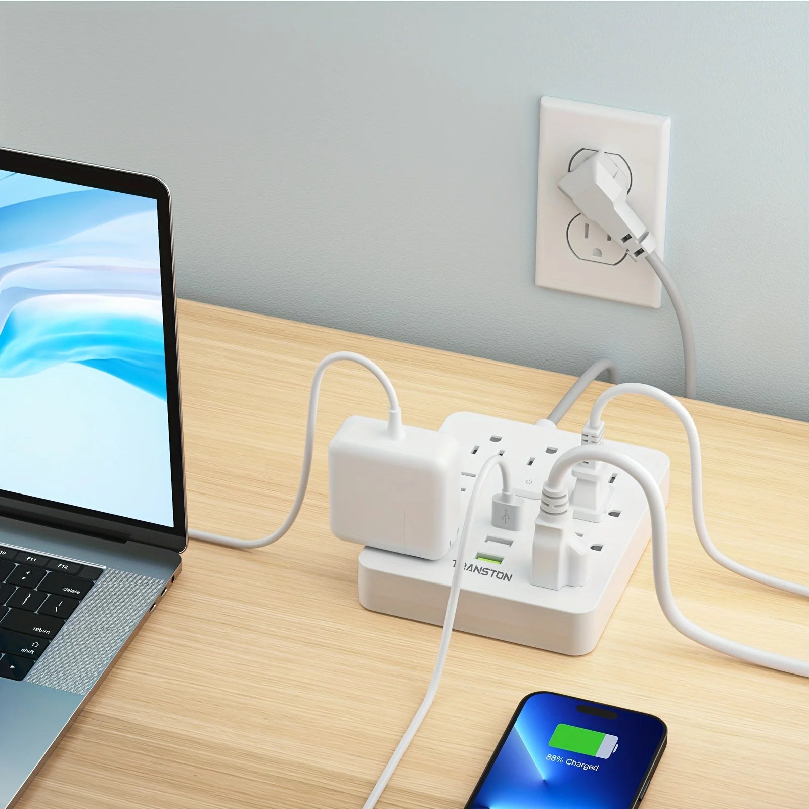 US Power Strip with AC Outlets & Fast-Charge USB-C Ports – Extension Cord (5 ft/10 ft)