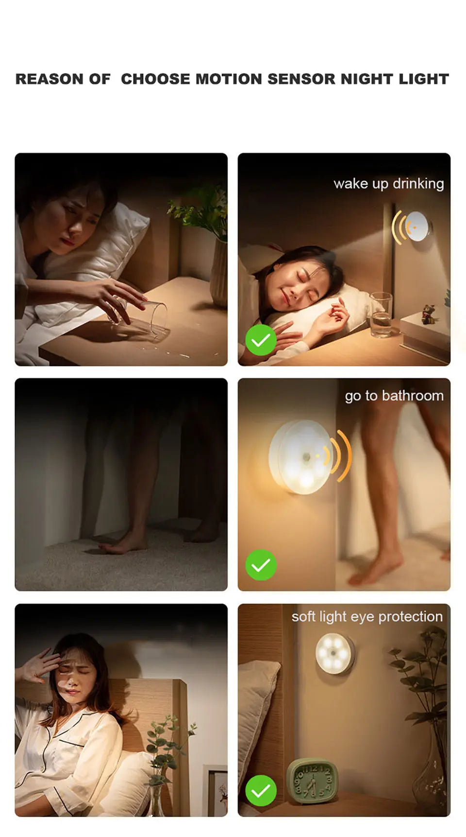 Motion Sensor Light | USB Rechargeable Night Light LED Lamp for Kitchen, Bedroom, Stairs, Hallway, Cabinet, Closet, Wardrobe Nightlight