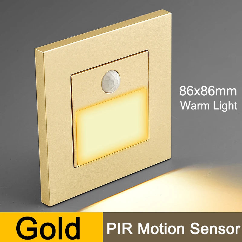 180-240V Night Light Smart Light PIR Motion Detector Sensor LED Stair Light Recessed Step Light Ladder Wall Light Kitchen Foyer