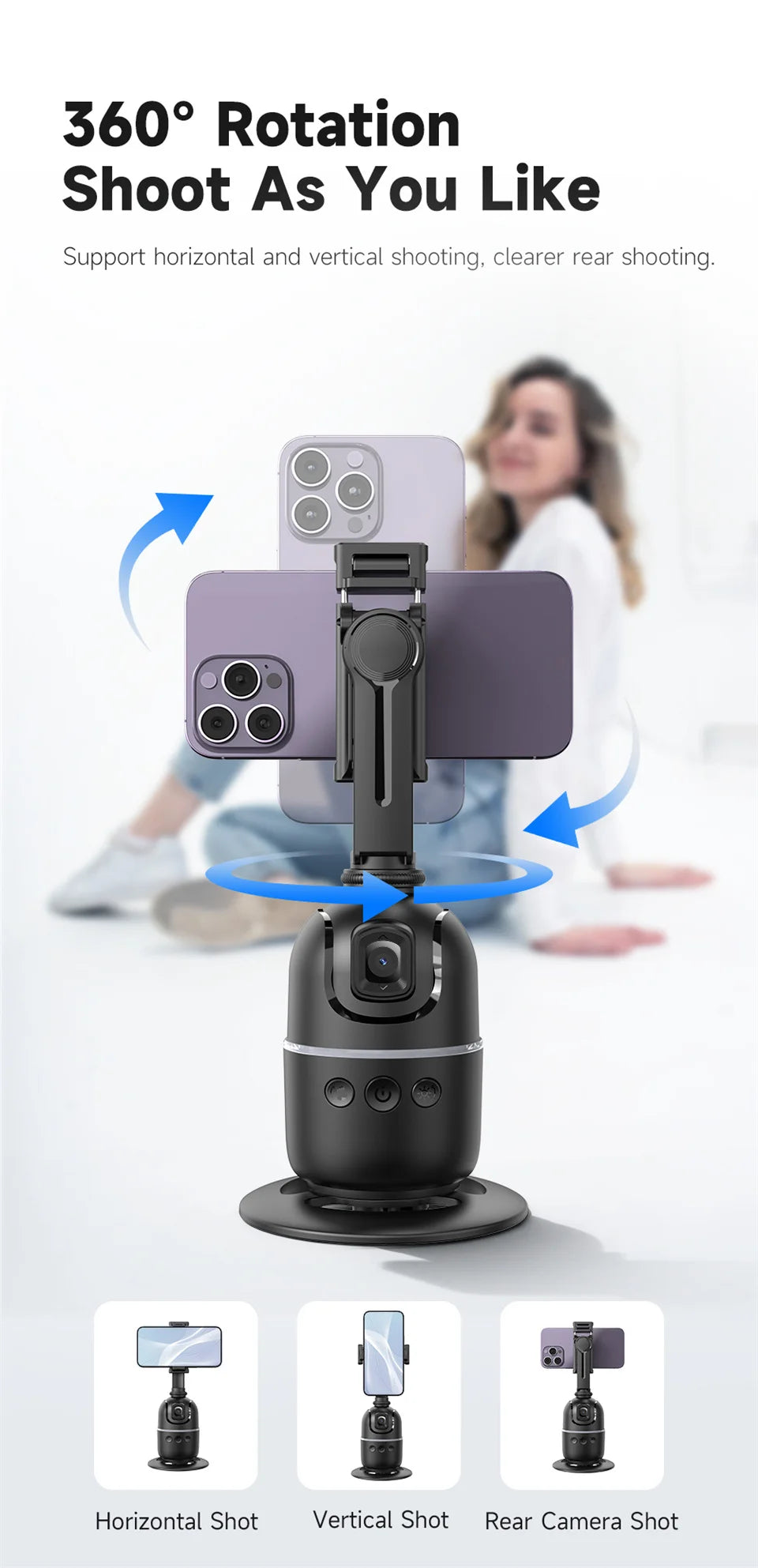 FGCLSY P03 Gimbal Stabilizer for Mobile Phone AI 360 Follow Selfie Stand Face Tracking Desktop Gimbal for Cellphone and Cameras