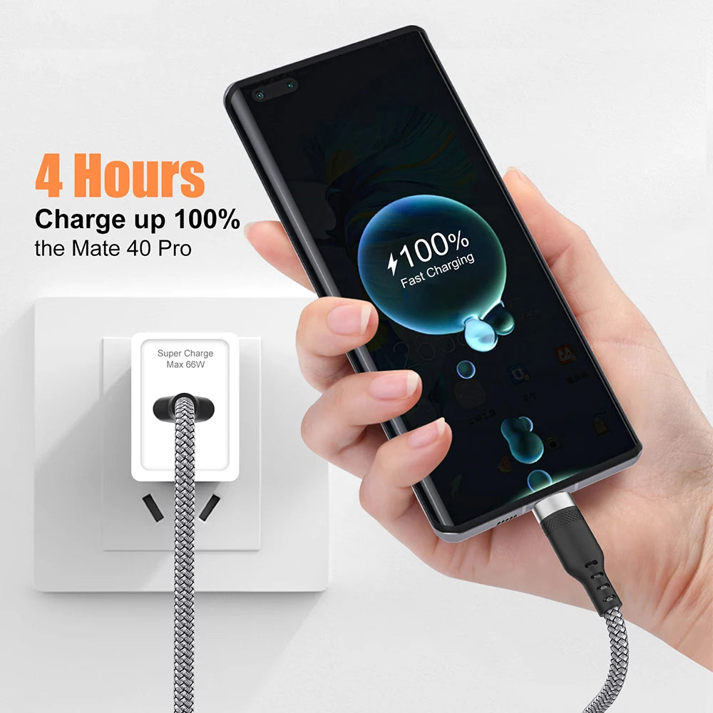4-YUAIJA 3-in-1 Braided Fast Charging & Data Sync Cable – Lightning / Type-C / Micro USB (6A Max)