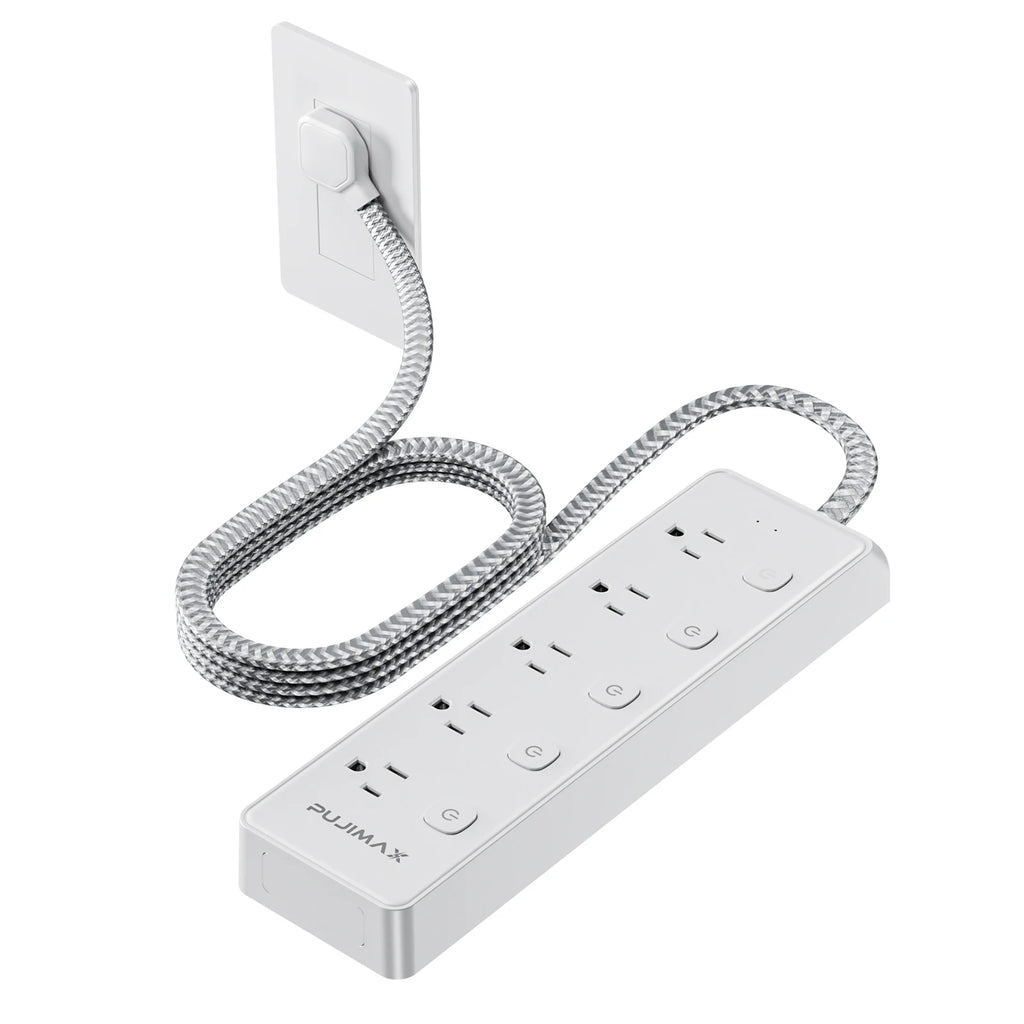 ﻿ ﻿1- ﻿ PUJIMAX Power Strip With 10 Outlets 1.5M Braided Cable Surge Protector Multi Socket Extender with Switch For Home Office