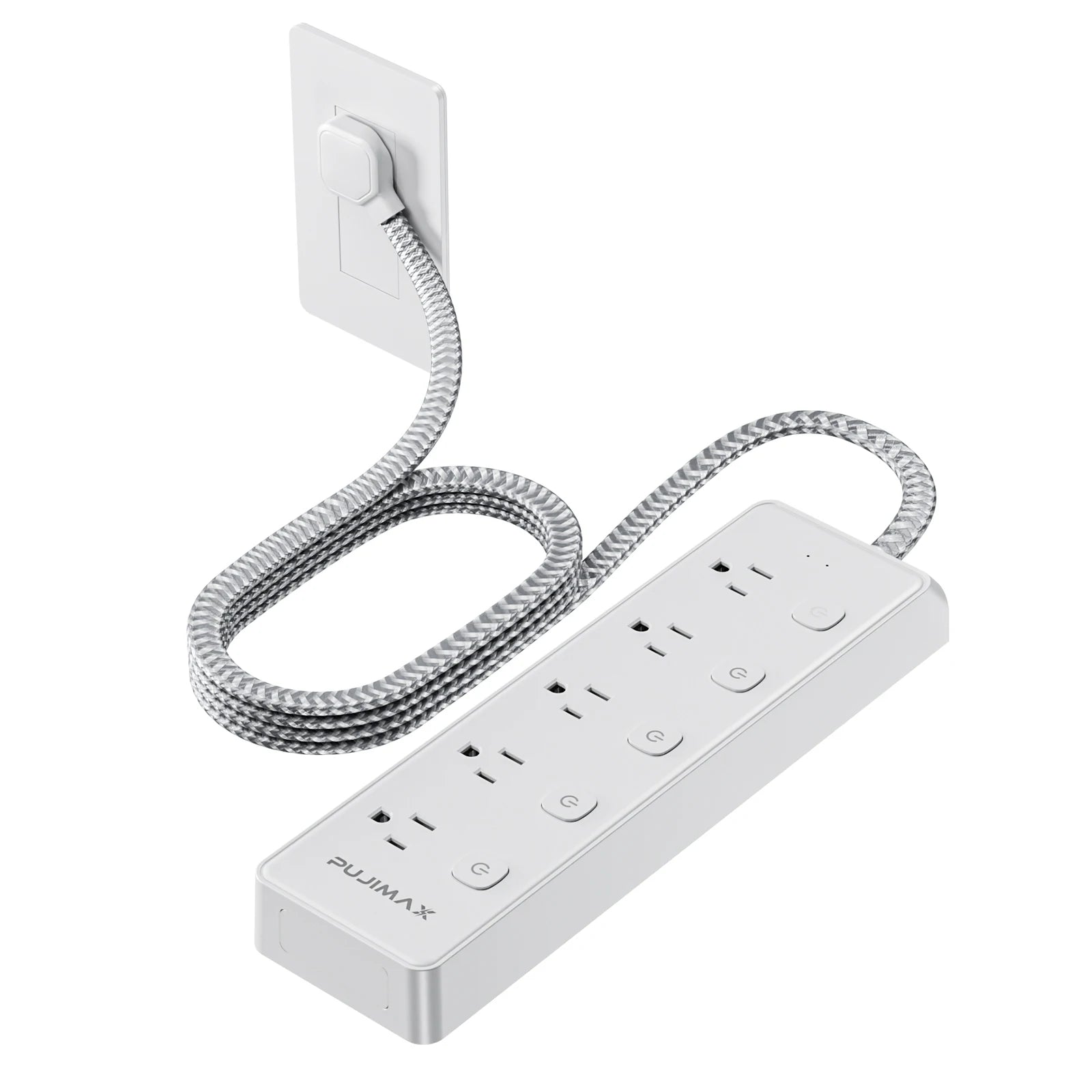 ﻿ ﻿ ﻿ PUJIMAX Power Strip With 10 Outlets 1.5M Braided Cable Surge Protector Multi Socket Extender with Switch For Home Office