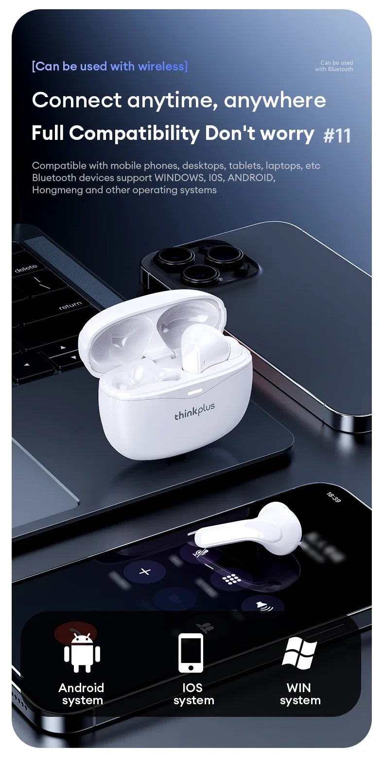 Original Lenovo XT52 Wireless Earphones TWS 5.4 Bluetooth Headphone HIFI Stereo Call Music Noise Reduction Earbuds Sport Headset
