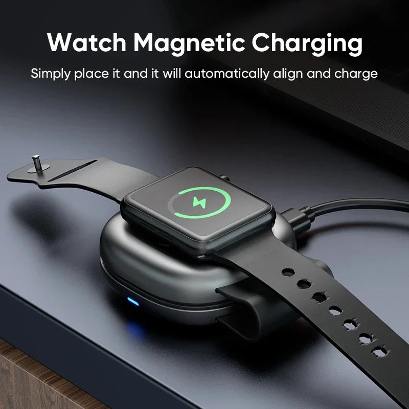 Mini Travel Charger Wireless Charging 3 in 1 Portable Foldable Fast Charger Dock for IPhone 16 15 14 AirPods Apple Watch