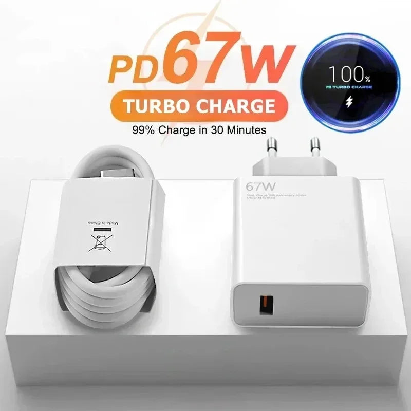 4-67W USB Fast Charging Charger With 6A Type C Cable For Xiaomi 14 Ultra Pro Redmi Note 13 Pro X5 F5 Pro Mobile Phone Wall Adapter