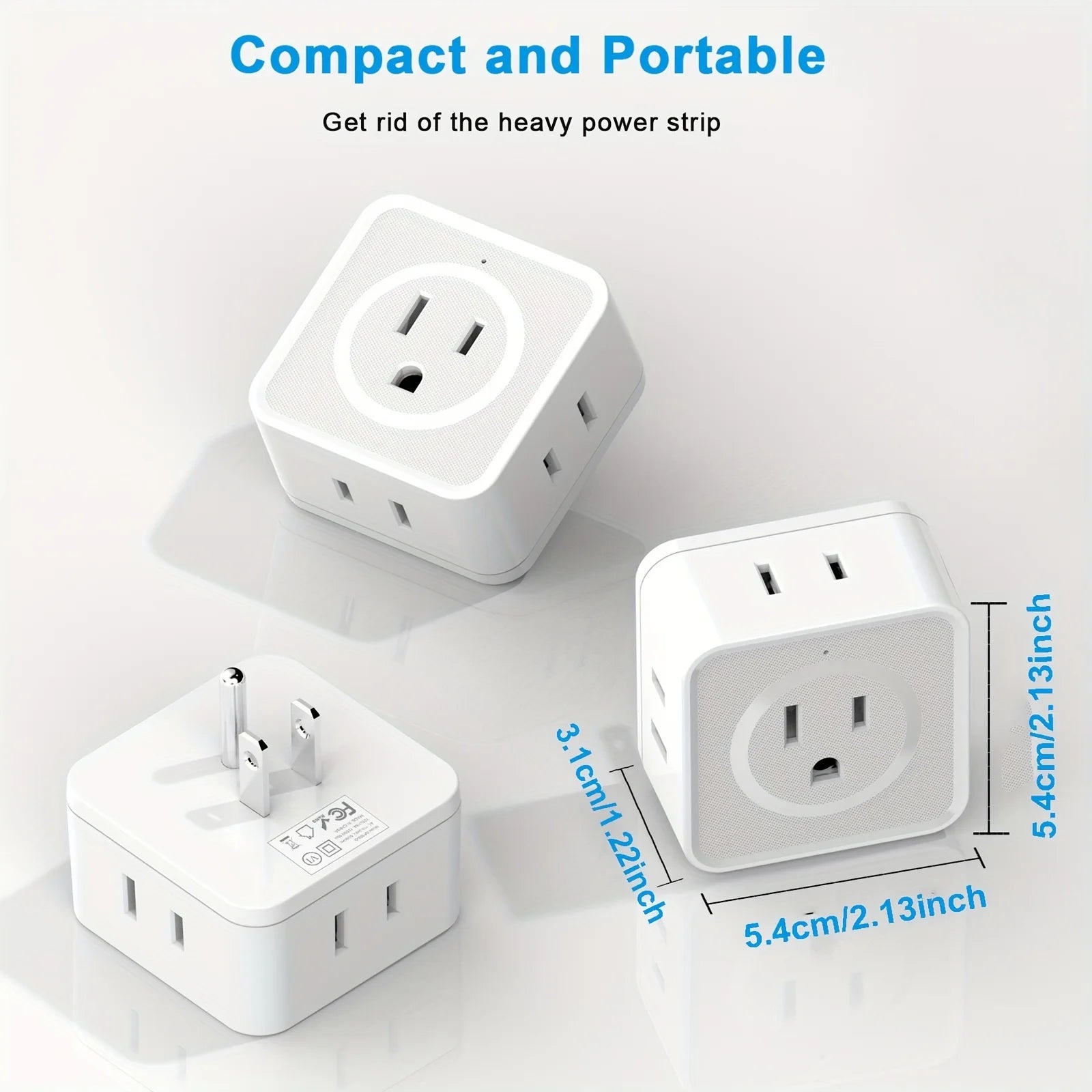 US Plug Multi Tap Universal Power Strip Wall Outlet Extender 5 AC Outlets,Small Electrical Socket Splitter Travel Home Office