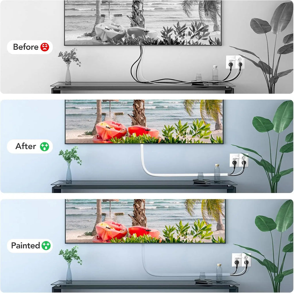 15mm 3M/5M Invisible Adhesive Cable Raceway - Anti-Step Cord Protector Soft Wire Cover with Cap for Wall Home Office Use