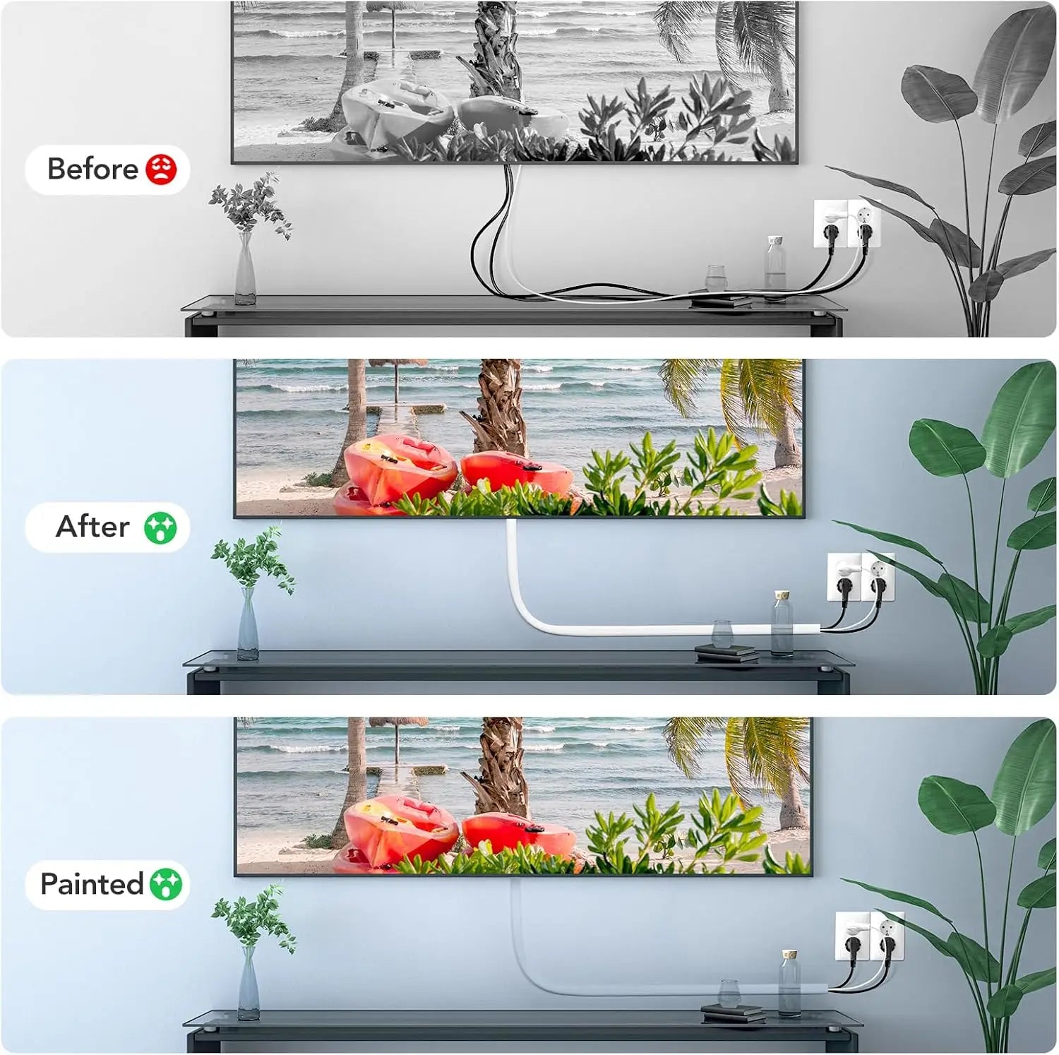 15mm 3M/5M Invisible Adhesive Cable Raceway - Anti-Step Cord Protector Soft Wire Cover with Cap for Wall Home Office Use