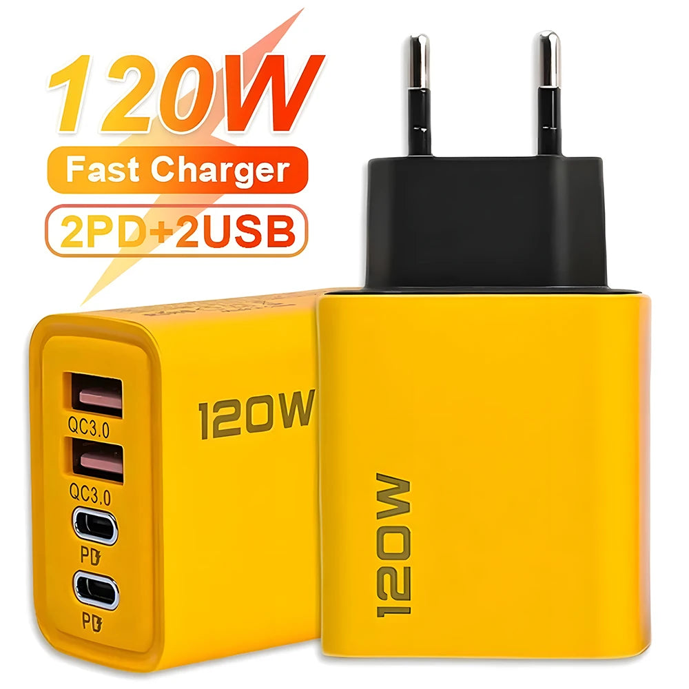4‑Port USB‑C PD & QC 3.0 Wall Charger – Fast Charging Adapter for iPhone, Samsung