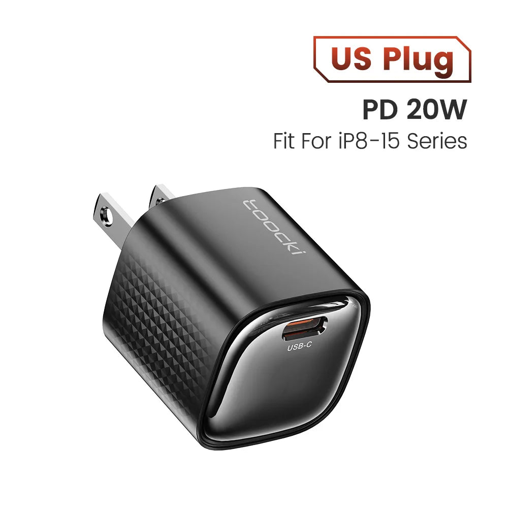 4-Toocki PD 20W USB C Charger Quick Charge QC3.0 Fast Type C Charger for iPhone 15 14 13 12 11 Pro Max iPad Portable USB C Charger