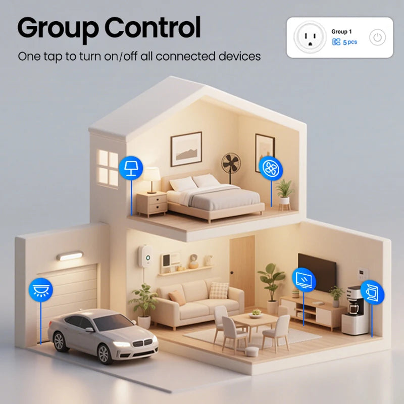 2-16A Smart Plug EU UK US Energy Monitor WiFi Socket Remote Control Timer Alexa Google Home for Electrical Socket Accessories