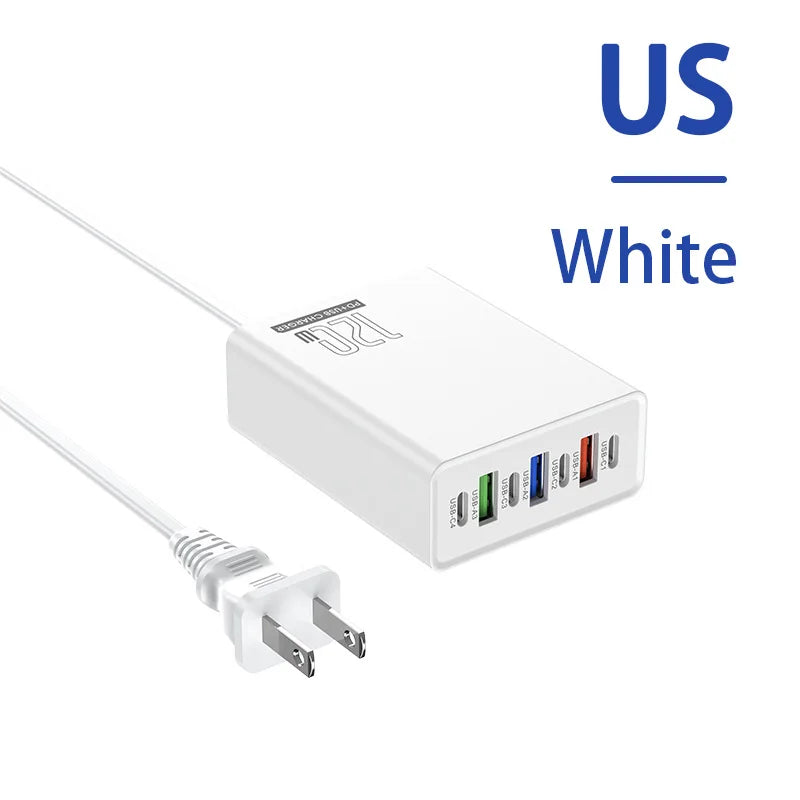 4-Xiaomi 120W Desktop Phone Charger Adapter Power Multiports USB Type-C Fast Charging EU/US/UK Plug For iPhone Xiaomi Huawei
