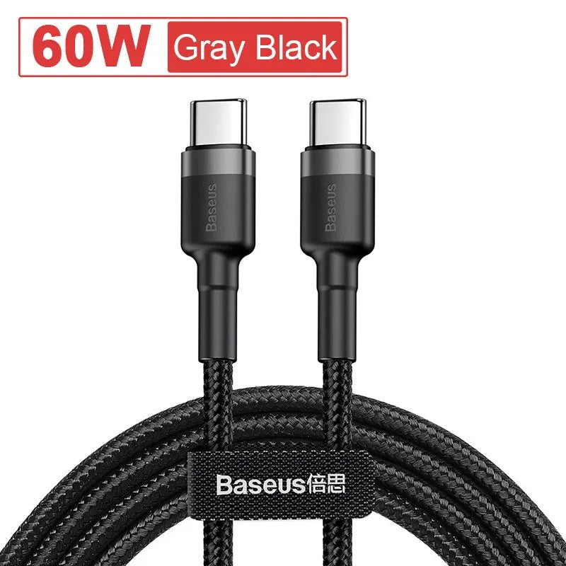 4-Baseus USB-C to USB-C 100W Fast Charging Cable – 5A PD Quick Charge for MacBook, Apple , Samsung