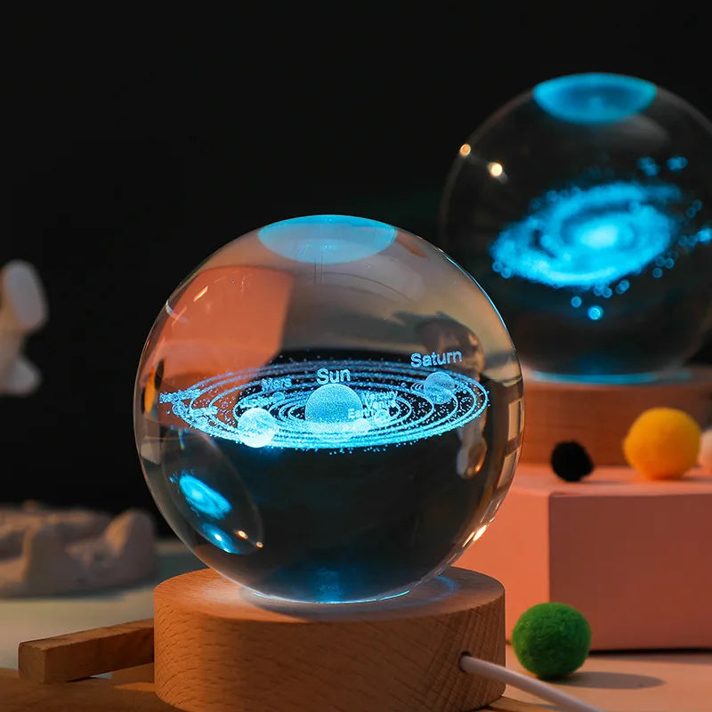 6CM Milky Way Galaxy Crystal Ball RGB Night Light Children Solar System Night Lamp Bedroom Ambient LED Light Creative Gift Decor
