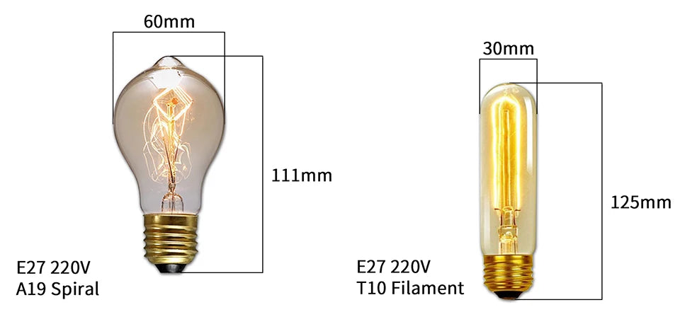 Vintage Edison Bulb E27 40w 220v Ampoule Vintage Bulb Edison Lamp Filament Incandescent Light Bulb Indoor Decor Edison Lamp