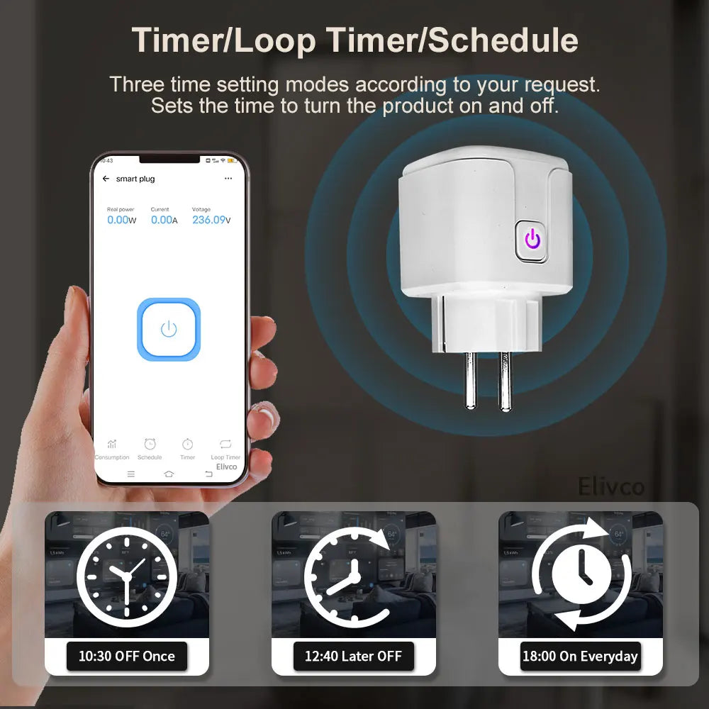 2-Smart Plug WiFi Socket EU 16A/20A With Power Monitor Timing eWelink APP Control Works With Yandex Alice Alexa Google Home