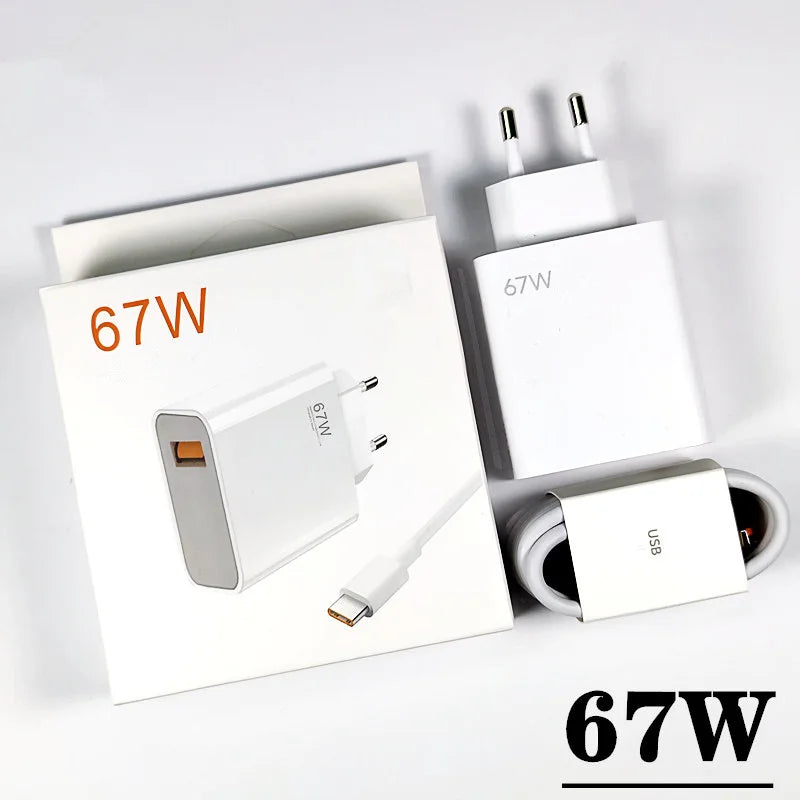 Xiaomi Charger 67W EU Fast Charge Power Adapter 6A Type C Cable For Xiaomi 12 11 POCO X5 X4 Pro Redmi Note 9 10 11 Pro