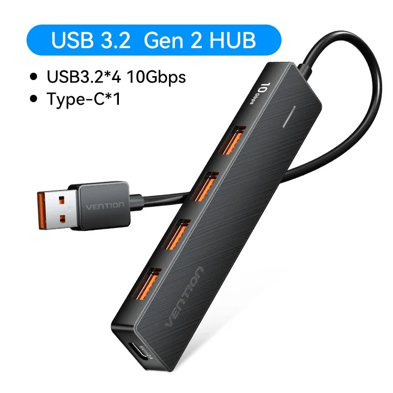Vention New USB 3.2 Gen2 HUB 5 Ports Splitter 10Gbps USB A Type C HUB Multiport Adapter Laptop Expansion Desktop PC Accessories