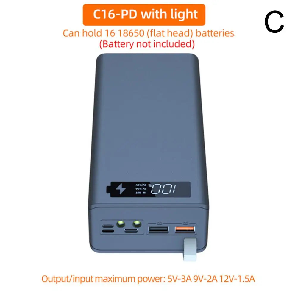 16*18650 Battery Holder Storage Box Power Bank Case DIY 18650 Kit Phone Powerbank Battery Charger Mobile DIY Shell Box I6P6