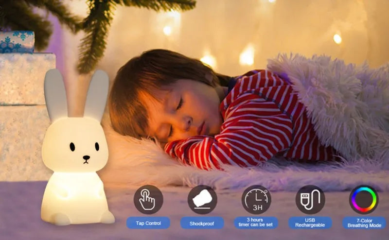 LED Night Light – Silicone Rabbit Touch Sensor Lamp
