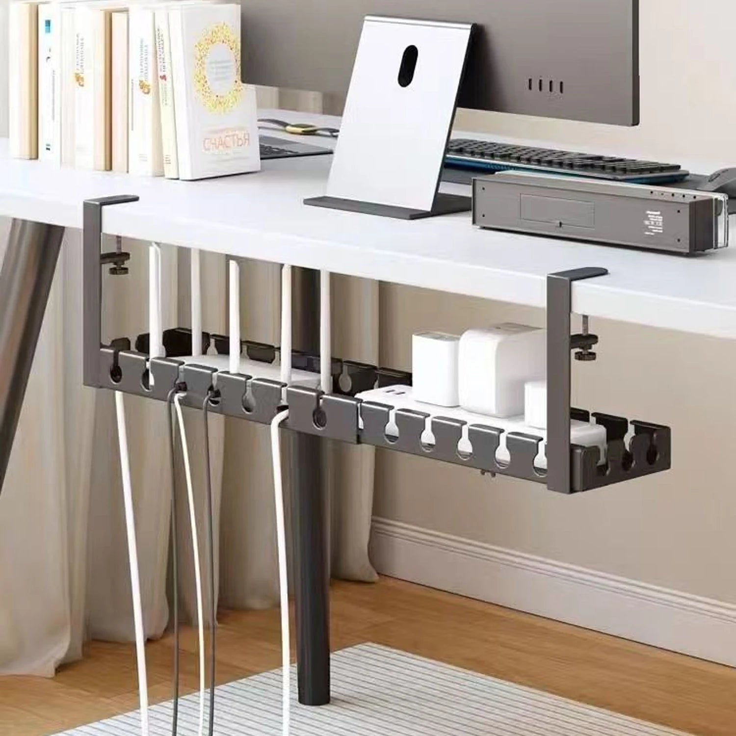 Under Table Storage Rack Metal Cable Management Tray For Home Office Kitchen Desk Wire Organizers Storage Accessories