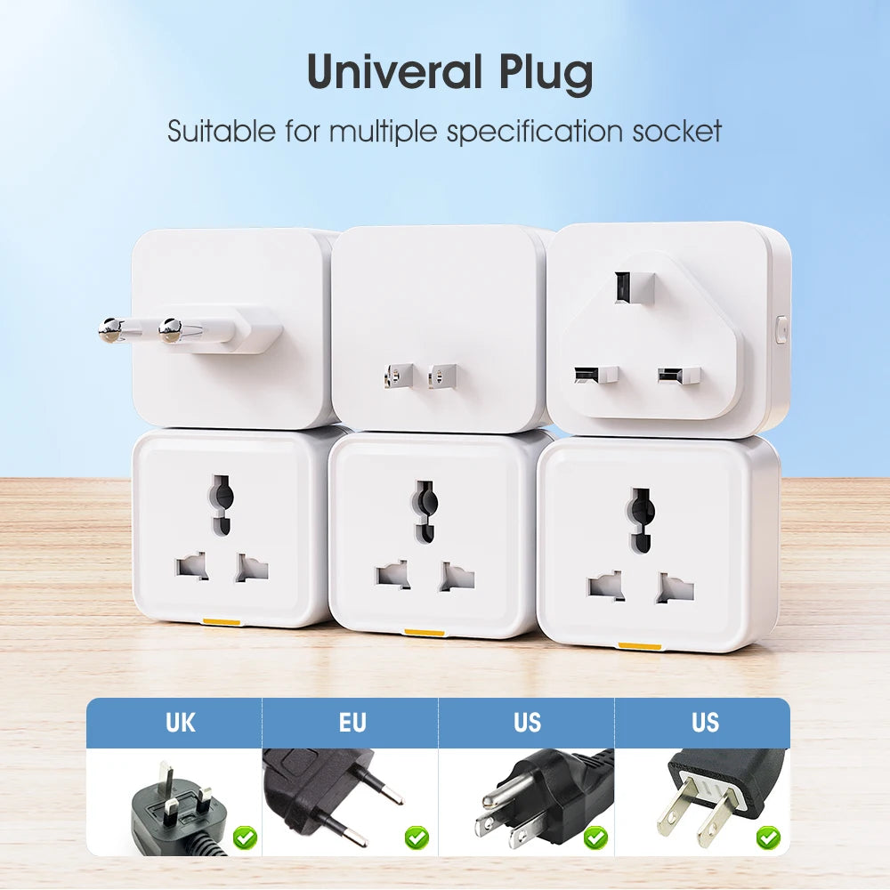 2-Tuya Smart Home Wireless WIFI Plug Socket UK EU US Universal 16A Travel Universal Conversion Socket Outlet Power Monitor Timer