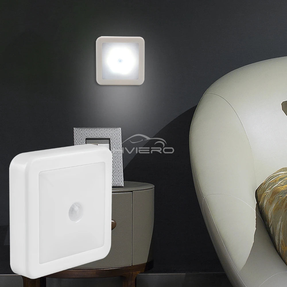 White square light fixture on a dark wall with 'Viero' branding.