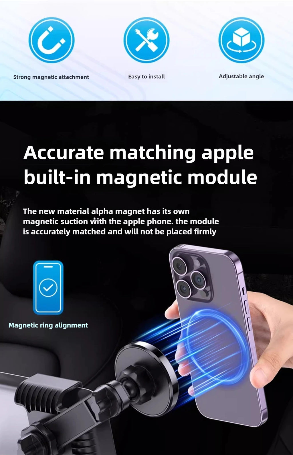 Magnetic Car Phone Holder for Tesla Model 3/Y/X/S Car Display Screen Side 360 Degree Rotation Car Mount for IPhone 12 13 14 15