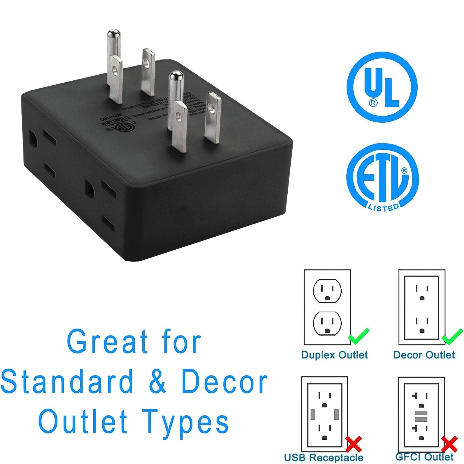 1-6-Outlet Wall Plug Extender with USB & Surge Protection | LenxPlugs