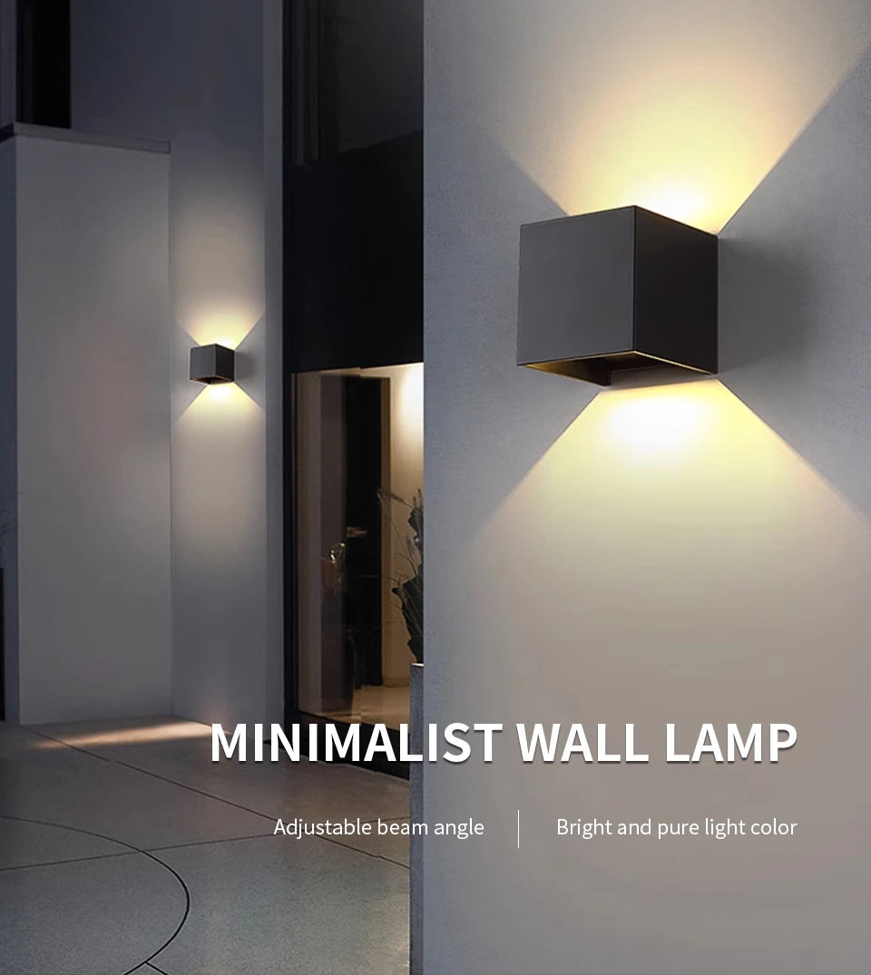 LED Modern Wall Lamp AC110V 220V 6W Cold White/Warm White Adjustable Surface Mounted Cube Led Garden Porch Light Indoor Outdoor