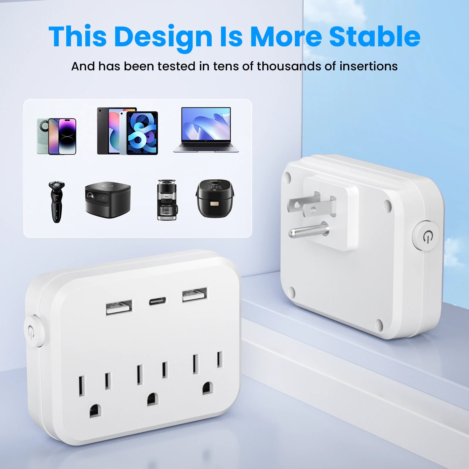 White electrical outlet with multiple ports 