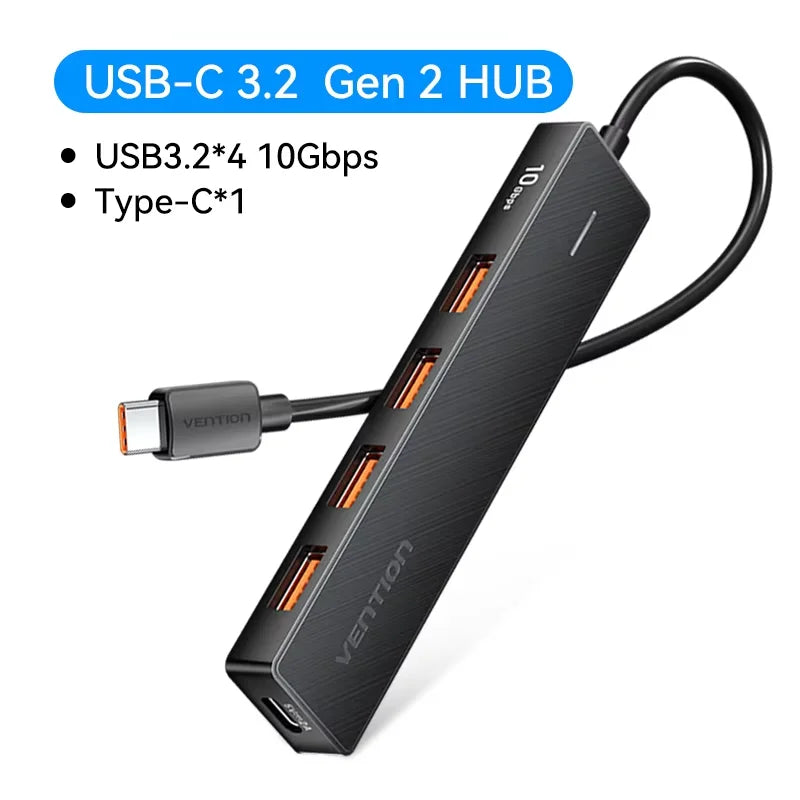 Vention New USB 3.2 Gen2 HUB 5 Ports Splitter 10Gbps USB A Type C HUB Multiport Adapter Laptop Expansion Desktop PC Accessories