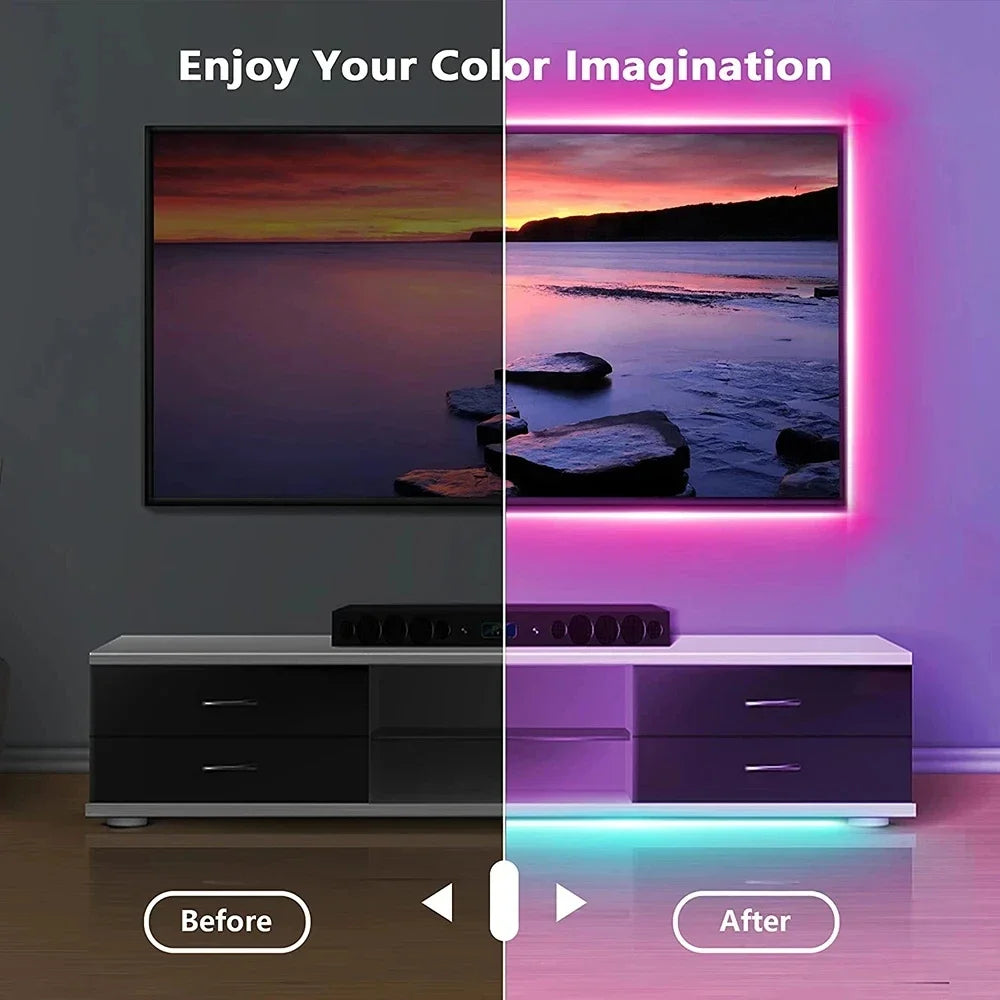 1-30M USB 5V LED Strip Lights With Bluetooth 24Keys Remote Control RGB Flexible Lamp Tape For Room Decoration TV Backlight Diode